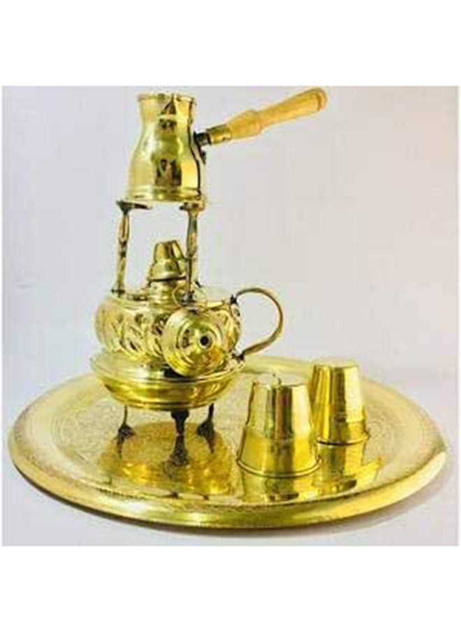 Generic Copper Carved Coffee Set For Coffee Making  Bowl  Cups And Tray 