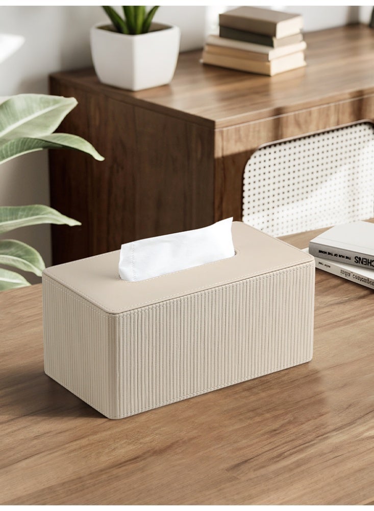 MEIBOOCH Artificial PU leather tissue box cover, modern style tissue box, decorative paper box, napkin holder, tissue dispenser for facial tissues, napkins and drying towels; tissue storage box suitable for bathroom, countertop, kitchen, bedroom vanity and office space - Image 3