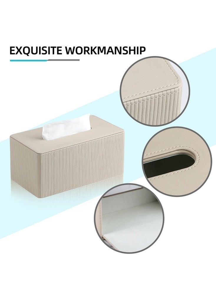 MEIBOOCH Artificial PU leather tissue box cover, modern style tissue box, decorative paper box, napkin holder, tissue dispenser for facial tissues, napkins and drying towels; tissue storage box suitable for bathroom, countertop, kitchen, bedroom vanity and office space - Image 5