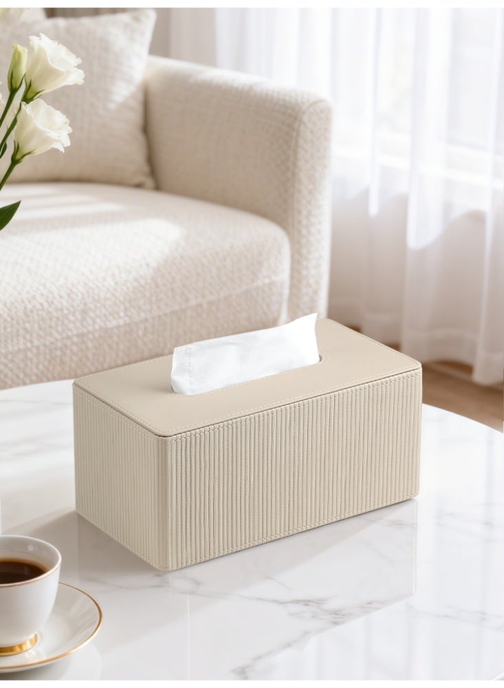 MEIBOOCH Artificial PU leather tissue box cover, modern style tissue box, decorative paper box, napkin holder, tissue dispenser for facial tissues, napkins and drying towels; tissue storage box suitable for bathroom, countertop, kitchen, bedroom vanity and office space - Image 2