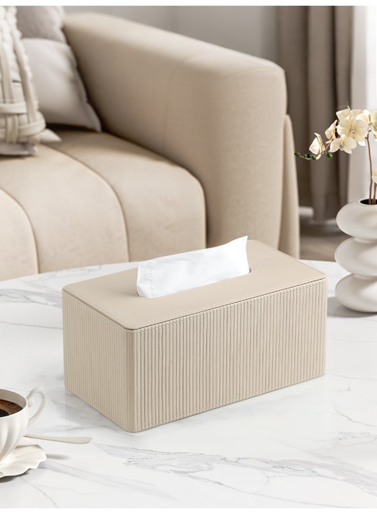 MEIBOOCH Artificial PU leather tissue box cover, modern style tissue box, decorative paper box, napkin holder, tissue dispenser for facial tissues, napkins and drying towels; tissue storage box suitable for bathroom, countertop, kitchen, bedroom vanity and office space - Image 1
