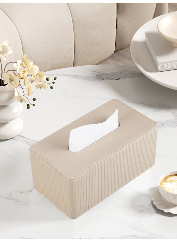 MEIBOOCH Artificial PU leather tissue box cover, modern style tissue box, decorative paper box, napkin holder, tissue dispenser for facial tissues, napkins and drying towels; tissue storage box suitable for bathroom, countertop, kitchen, bedroom vanity and office space - Image 4
