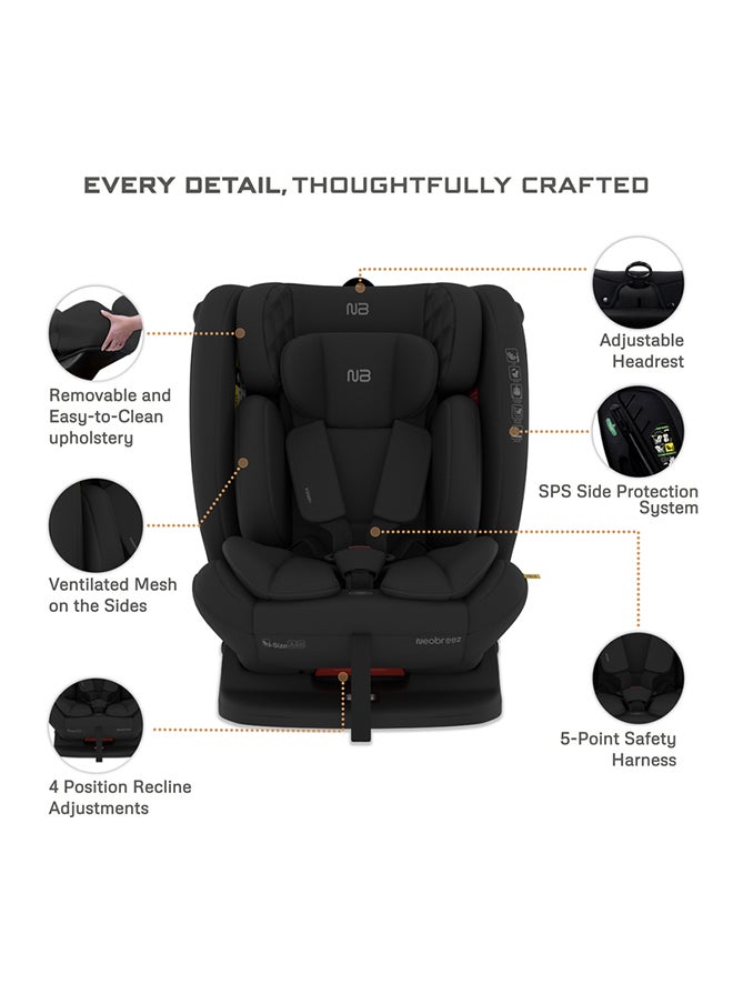 neobreez I-Eroca All-In-One Convertible Baby Infant Toddler Child Car Seat, Latest I-Size Ecer129,  Recline & Adjustable, Memory Foam,  Injection Mold, Forward & Rear Facing,  Group 0/1/2/3 0-36 Kg, 0-12Years  - Image 3