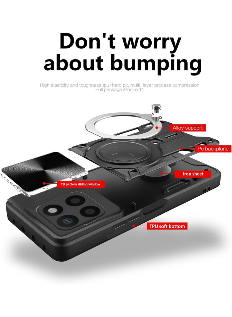 Aookay [1+2] for Honor X9C Case Cover with Screen Protector [2 pack] Built Slide Camera Protection Cover, Mil-Heavy Duty Protective Phone Case (Black) - Image 2