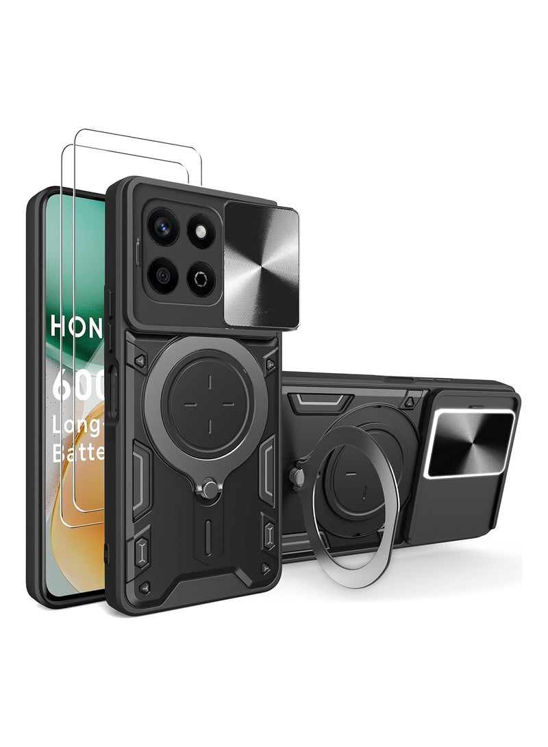 Aookay [1+2] for Honor X9C Case Cover with Screen Protector [2 pack] Built Slide Camera Protection Cover, Mil-Heavy Duty Protective Phone Case (Black) - Image 1