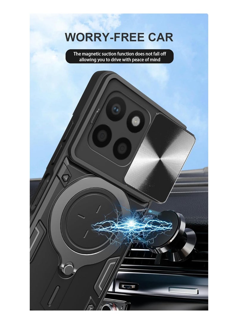 Aookay [1+2] for Honor X9C Case Cover with Screen Protector [2 pack] Built Slide Camera Protection Cover, Mil-Heavy Duty Protective Phone Case (Black) - Image 3