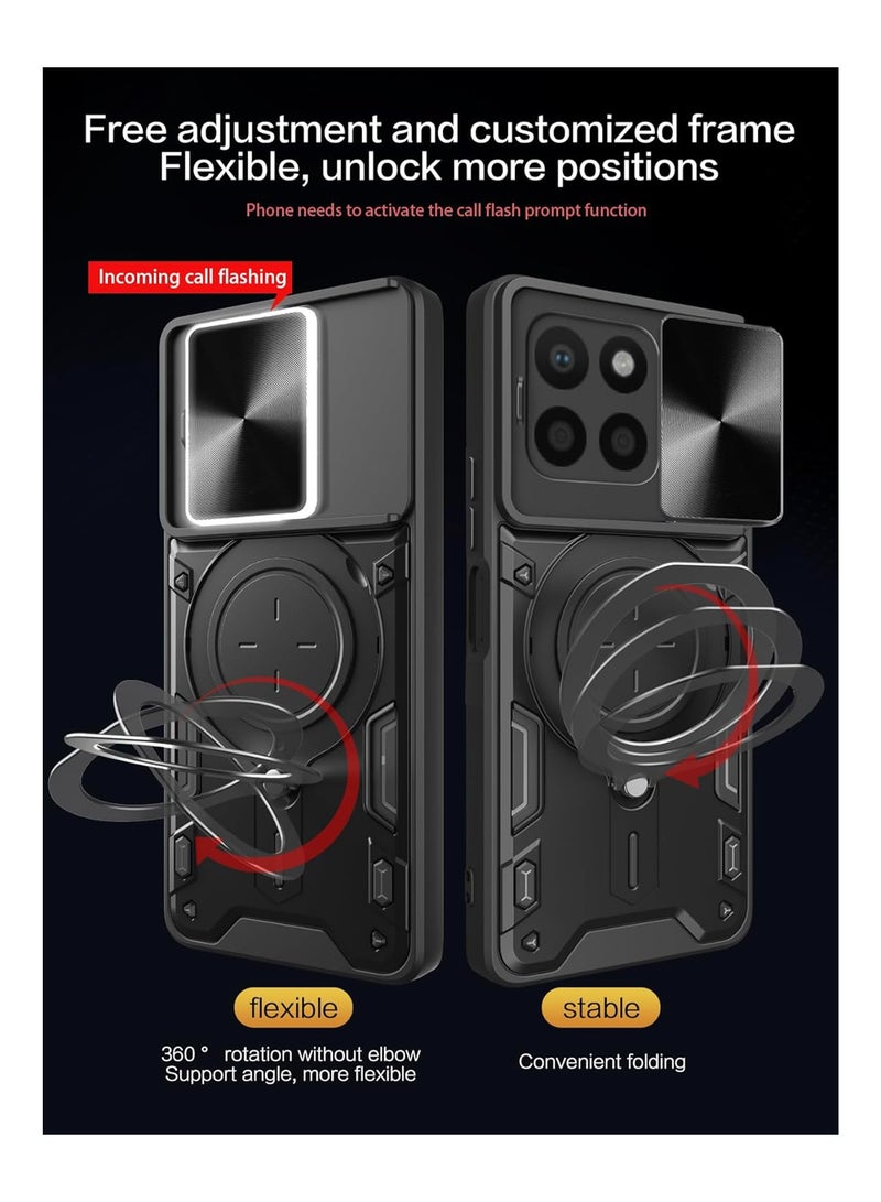 Aookay [1+2] for Honor X9C Case Cover with Screen Protector [2 pack] Built Slide Camera Protection Cover, Mil-Heavy Duty Protective Phone Case (Black) - Image 5