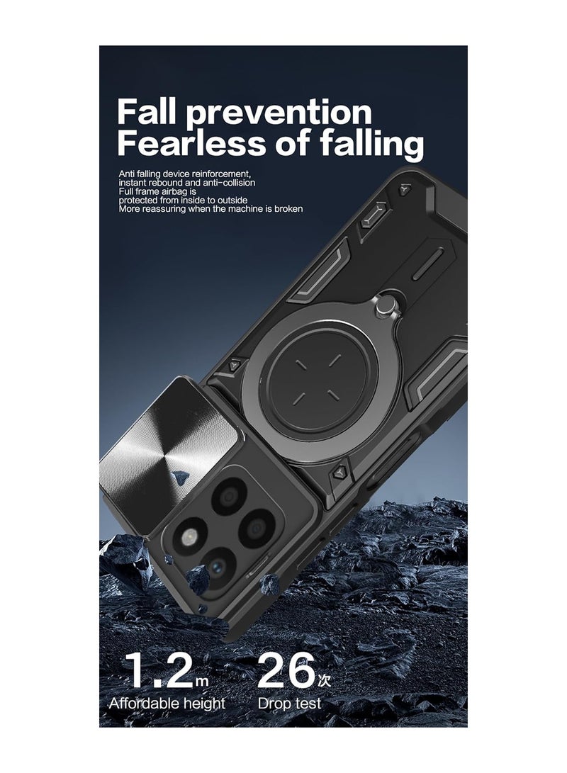 Aookay [1+2] for Honor X9C Case Cover with Screen Protector [2 pack] Built Slide Camera Protection Cover, Mil-Heavy Duty Protective Phone Case (Black) - Image 4