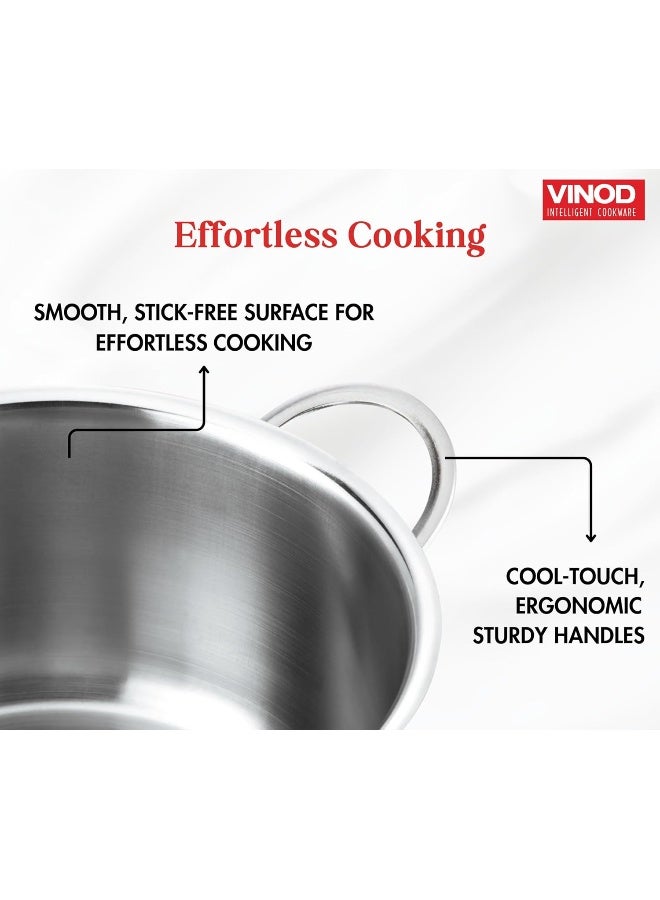 VINOD Tuscany Stainless Steel Cookware Combo Set with Glass Lid | Saucepot 2 & 2.8 Litre, Saucepan 1.3 Litre | 5mm Thick | Induction Base - Image 5