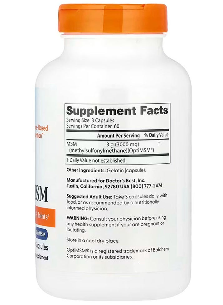 MSM with OptiMSM 3,000 mg 180 Capsules