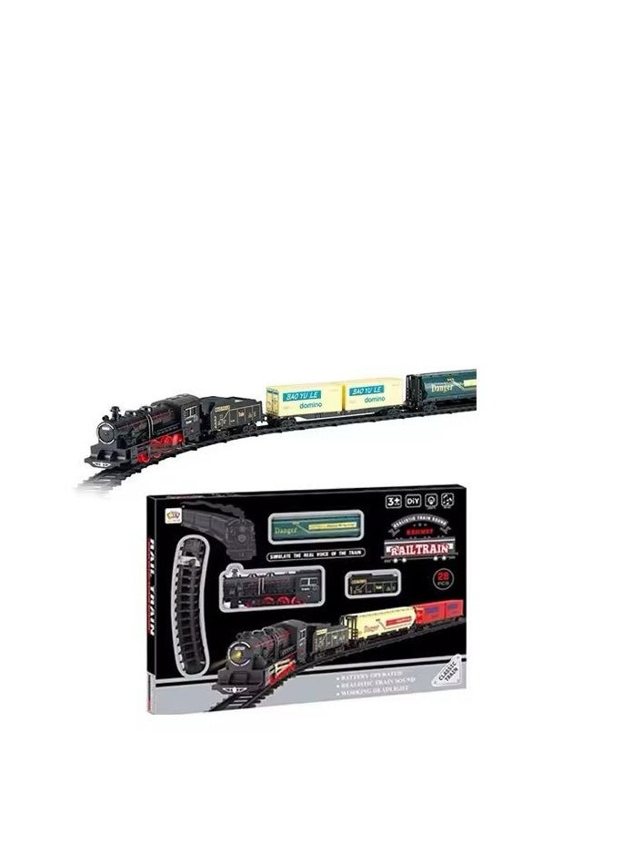 Generic - Railway Classic Train Set, 20 Pieces, Battery Operated, with Realistic Sound and Working Headlight, Ages 3+ - Image 1