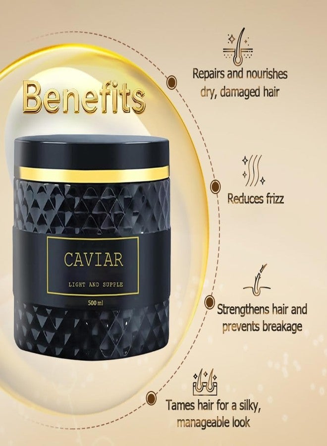 Pwkvsn Caviar Bloom Hair Mask, Caviar Deep Repair Hair Mask with Caviar Extract(16.9 fl.oz.), Intense Moisture Treatment for Dry, Damaged Hair, Reduces Frizz & Split Ends (1 PC, Nature) - Image 3