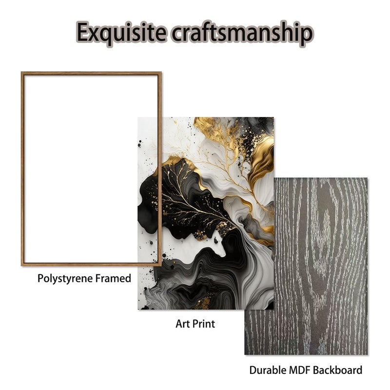 KISSFOX 3 Piece Framed Wall Art Abstract Wall Decor Black Gold Pictures Tree of Life Canvas Art Modern Minimalism Paintings Artwork For Living Room Bedroom Office - Image 5