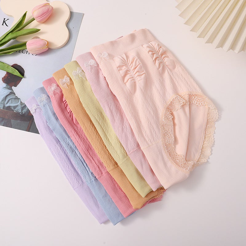 Chic High-Waist Plus-Size Panties with Bow 7-color mixed (according to multiples of 7) 