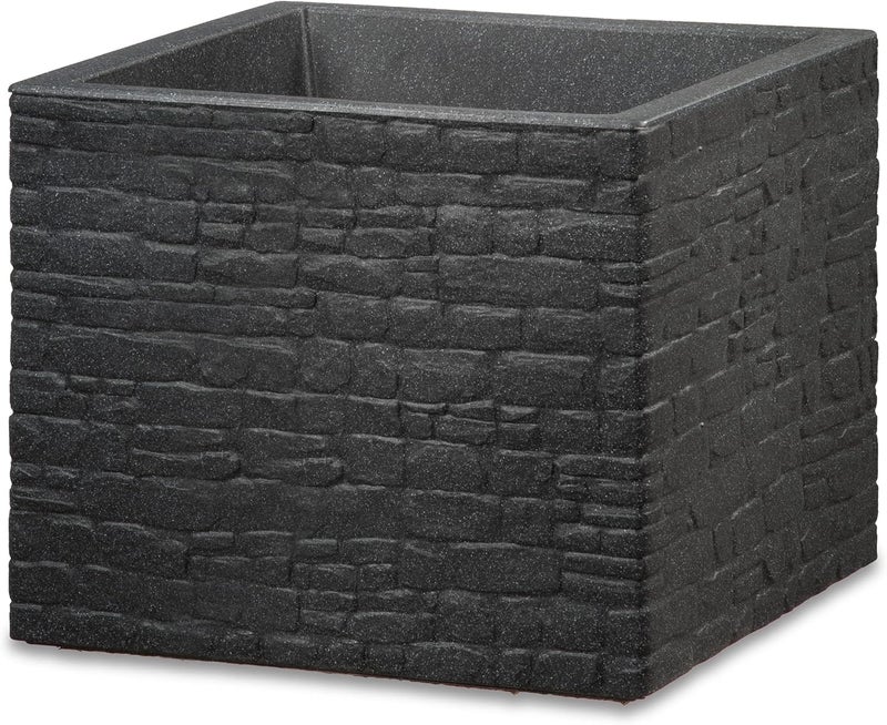 Scheurich Stony Black Square Planter - Image 1