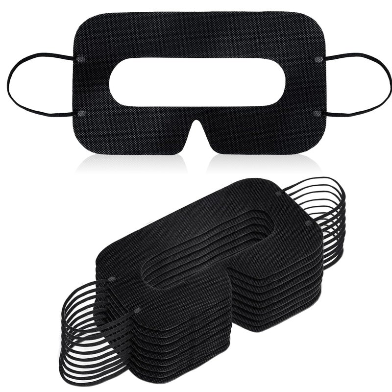 ByteX 200 Pcs Disposable VR Face Mask Breathable Cover Eye Mask for VR Nonwoven Fabric Sanitary VR Mask, VR Eye Cover Pad - Comfortable, Protective, Sweat-Absorbent Face Covers (Black) - Image 1