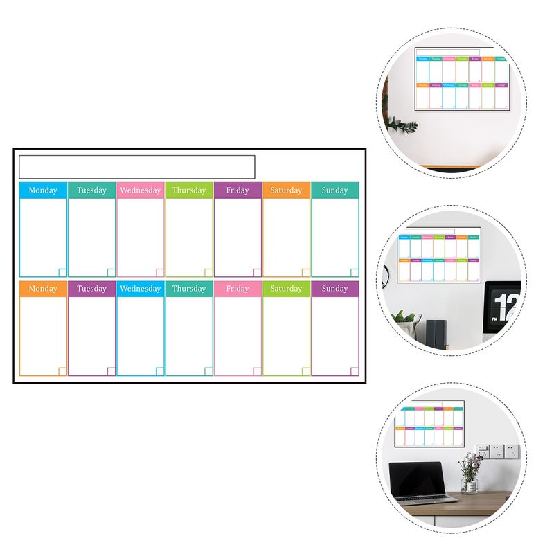 2pcs Sticky Weekly Dry Erase Board Dry Erase Calendar Erasable Adhesive Calendar - Image 1