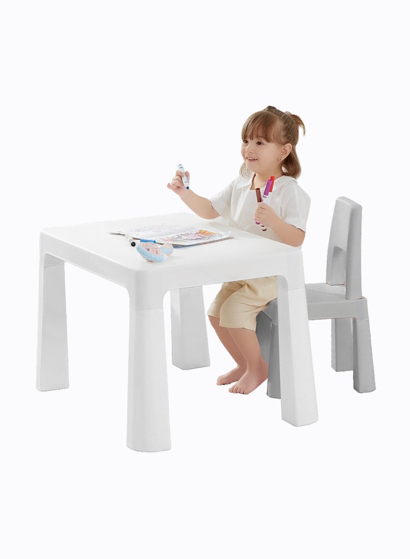 MaBaby Toddler Kids Table And Two Chair Set, Creative Drawing And Learning Table And Chair With Concealed Drawer - Image 1