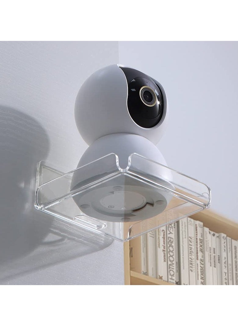 AIYISHI - Acrylic Small Wall Shelf Set of 2 for Security Cameras, Speakers, Baby Monitors, Floating Shelves Easy to Install No Drill (Clear) - Image 1