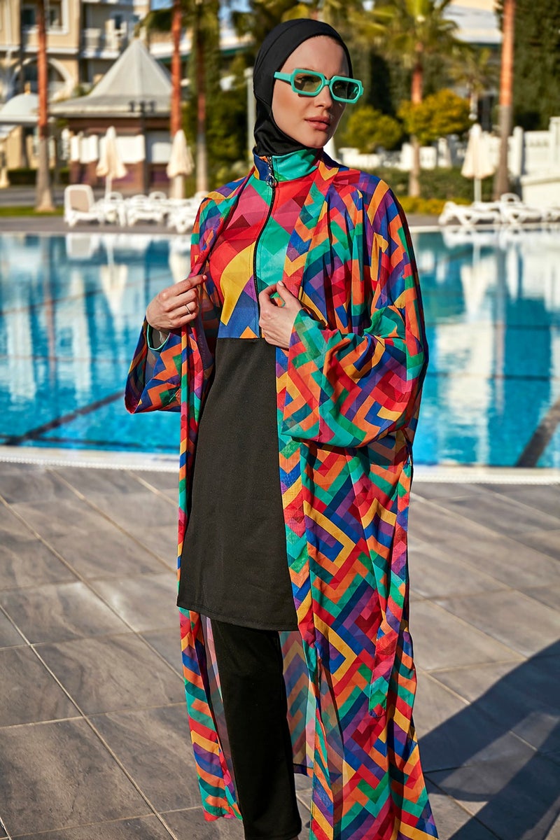 Remsa Mayo Remsa Swimsuit Remsa Modest Swimsuit Over Single Kaftan Kimono Pareo RP016 Tetris - Image 5