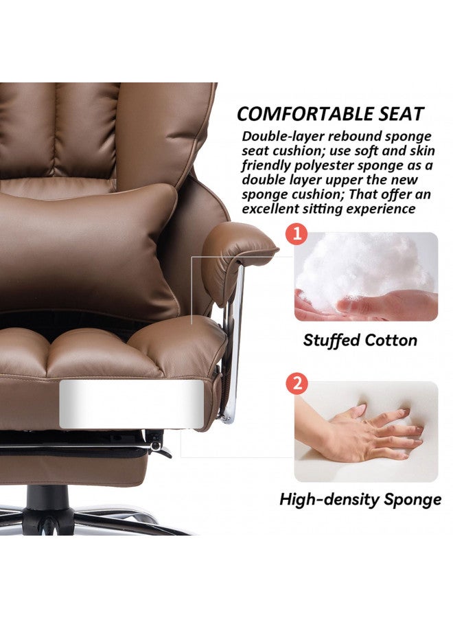 Efomao Efomao Big Office Chair 400LBS, High Back Office Chair with Foot Rest, PU Leather Computer Chair, Executive Office Chair, Adjustable Office Chair with Leg Rest,Brown Home Office Chair  - Image 2