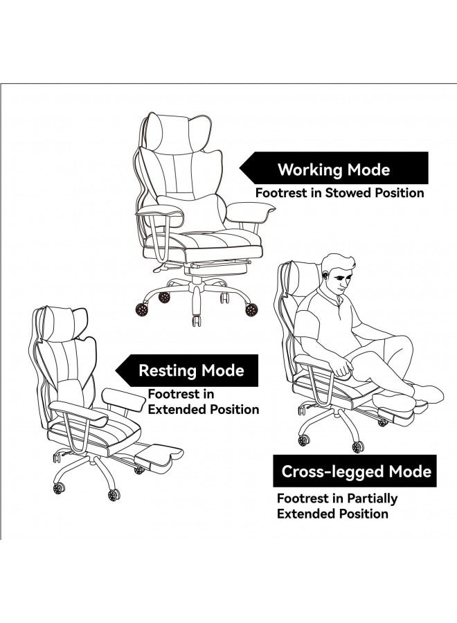 Efomao Efomao Big Office Chair 400LBS, High Back Office Chair with Foot Rest, PU Leather Computer Chair, Executive Office Chair, Adjustable Office Chair with Leg Rest,Brown Home Office Chair  - Image 3