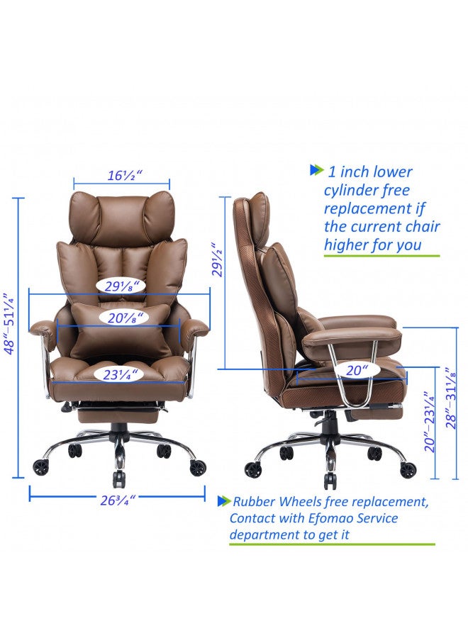 Efomao Efomao Big Office Chair 400LBS, High Back Office Chair with Foot Rest, PU Leather Computer Chair, Executive Office Chair, Adjustable Office Chair with Leg Rest,Brown Home Office Chair  - Image 4