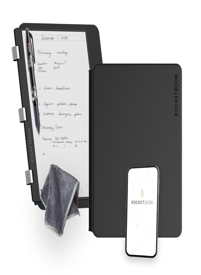 Rocketbook Pro 2.0 Reusable Professional Smart Notebook, Letter Size 8.5x11, Black - Lined & Dot Grid Pages, App-Connected, Erasable, Premium Cover, Ideal for Work Notes and Business Meetings - Image 1