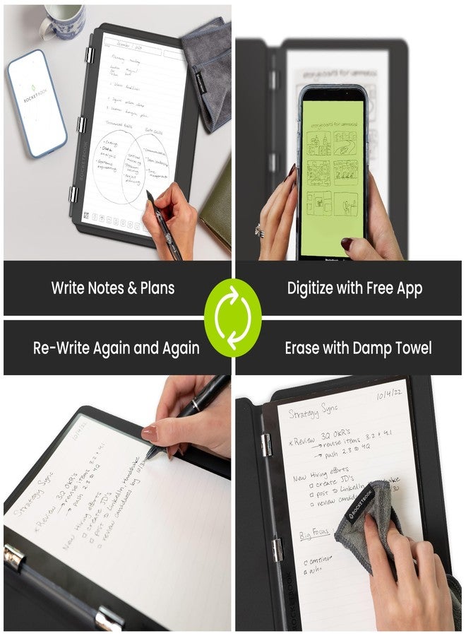 Rocketbook Pro 2.0 Reusable Professional Smart Notebook, Letter Size 8.5x11, Black - Lined & Dot Grid Pages, App-Connected, Erasable, Premium Cover, Ideal for Work Notes and Business Meetings - Image 2