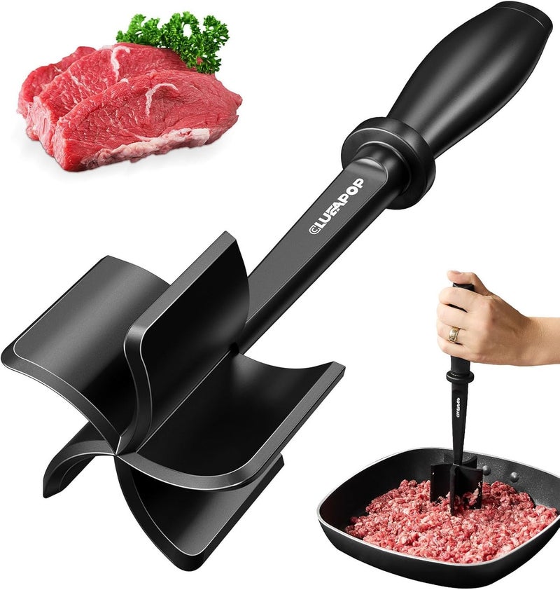 CLUEAPOP Premium Meat Chopper - Hamburger Smash, ana Non-Stick Masher With Nylon Mash, Fork & Mix Chop - Image 1