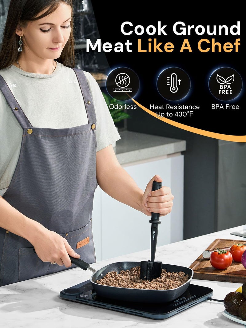 CLUEAPOP Premium Meat Chopper - Hamburger Smash, ana Non-Stick Masher With Nylon Mash, Fork & Mix Chop - Image 2