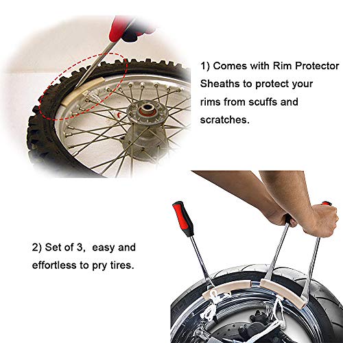 Asooll 11.5" Tire Spoons Motorcycle Tire Changer Tools Bike Tire Iron Levers Repair Kit with 3 Pcs Rim Protectors - Image 5