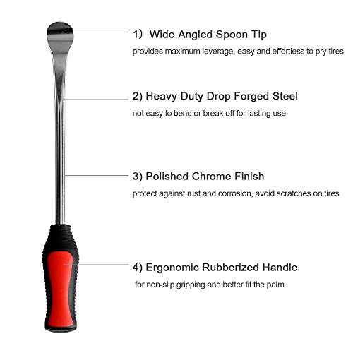 Asooll 11.5" Tire Spoons Motorcycle Tire Changer Tools Bike Tire Iron Levers Repair Kit with 3 Pcs Rim Protectors - Image 3