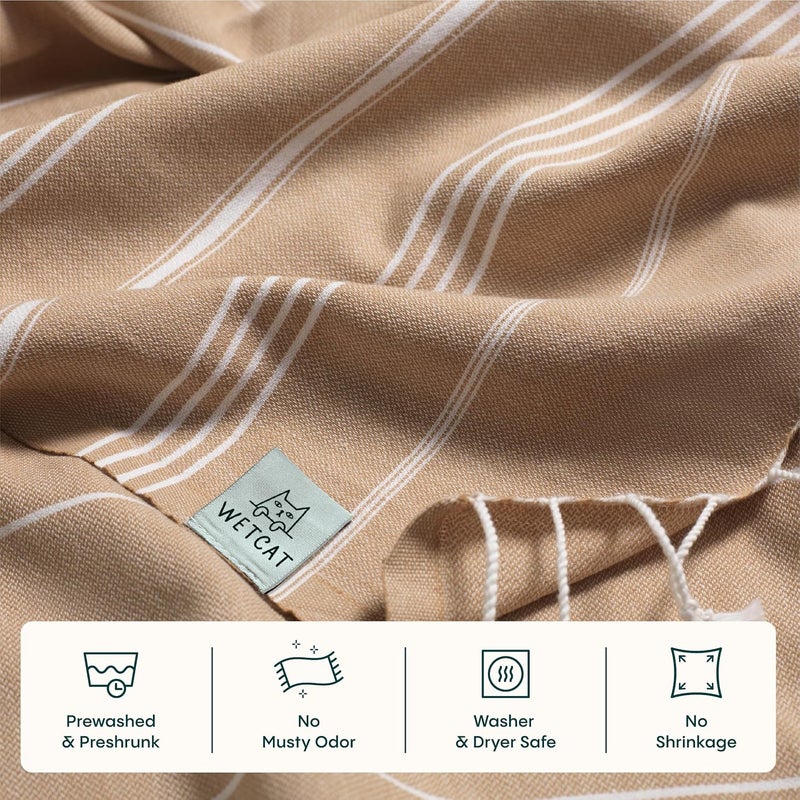 ويت كات منشف�� شاطئ تركية WETCAT كبيرة جدًا - 38 × 71 - 100% قطن تركي - مصنوعة في تركيا - طاردة للرمال - فائقة النعومة، سريعة الجفاف، مدمجة وخفيفة للسفر - بني داكن يوسع نطاق الاستخدام - Image 5
