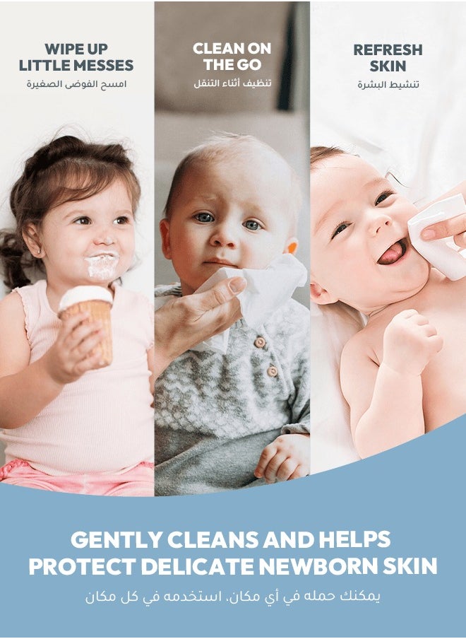 hibobi - Wet Wipes Small Pack Travel, 99% Pure Water, Soft & Thick Unscented Wipes for Sensitive Skin, Travel Pack, 20 Wipes, 5 Packs - Image 1