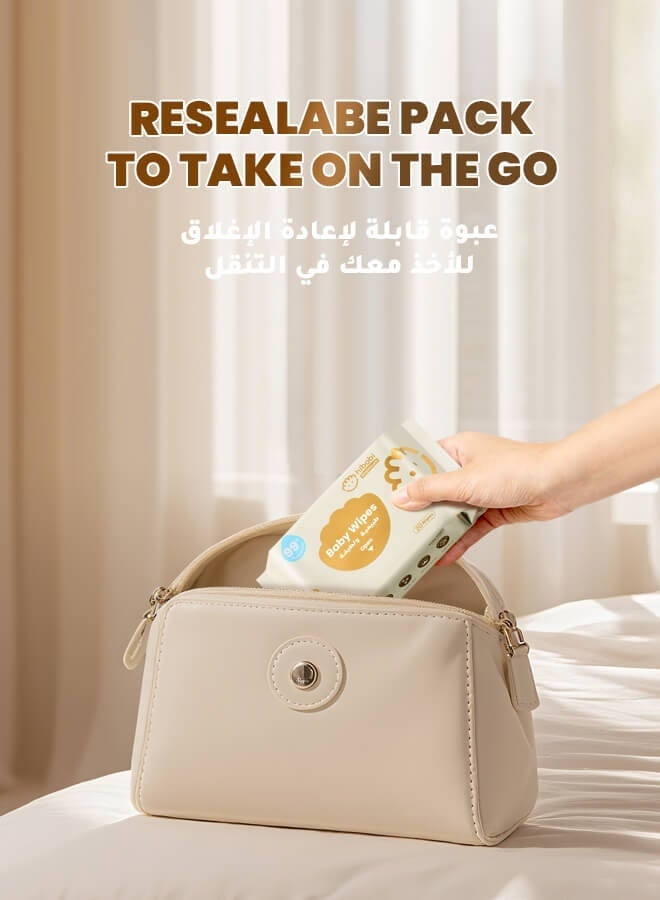 hibobi Wet Wipes Small Pack Travel, 99% Pure Water, Soft & Thick Unscented Wipes for Sensitive Skin, Travel Pack, 20 Wipes, 5 Packs - Image 3