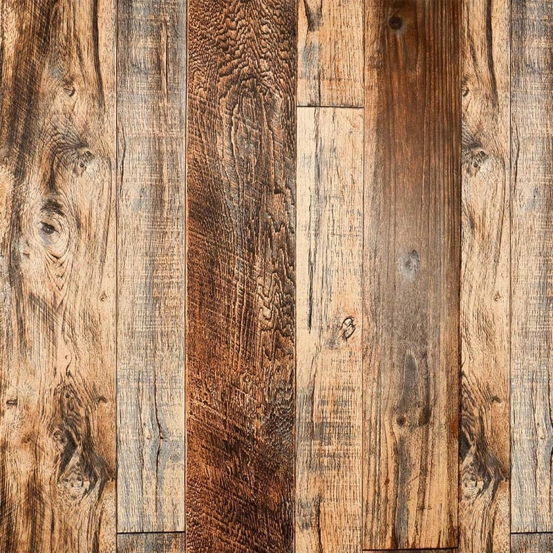 TANONE Wood Contact Paper Kitchen Peel and Stick Wallpaper, Self Adhesive Removable Wallpaper Countertops Waterproof, Shiplap Wall Paper Wood Vinyl Wrap for Cabinets Rustic Brown 23.6" X 196" - Image 1