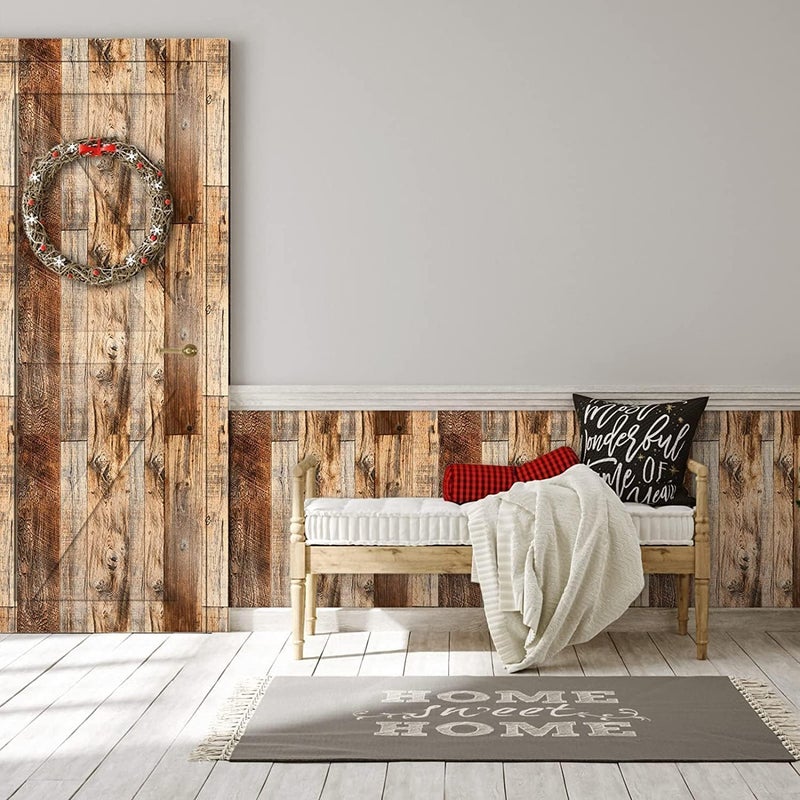 TANONE Wood Contact Paper Kitchen Peel and Stick Wallpaper, Self Adhesive Removable Wallpaper Countertops Waterproof, Shiplap Wall Paper Wood Vinyl Wrap for Cabinets Rustic Brown 23.6" X 196" - Image 4
