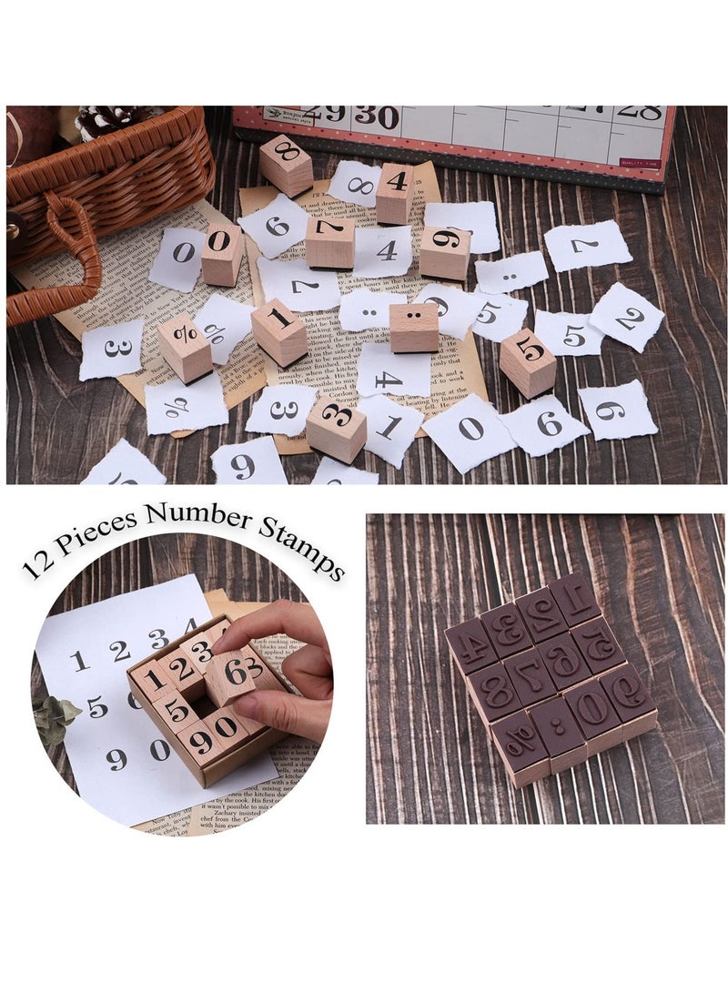 SOLARAE Wooden Rubber Stamps Kit, Number 0-9 Number Stamps Set, Kids Arts Crafts, Suitable  for Card Making - Image 2