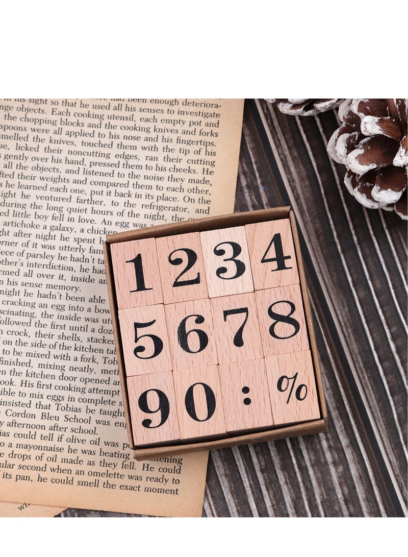 SOLARAE Wooden Rubber Stamps Kit, Number 0-9 Number Stamps Set, Kids Arts Crafts, Suitable  for Card Making - Image 1