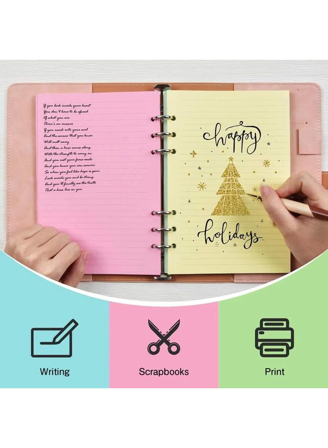 100 Sheets Refill Paper A5 Refill Paper Colorful Loose Leaf Paper 120GSM Diary Refill 200 Pages Lined Paper 6 Ring Loose Leaf Paper for Notebook and Diary - Image 5