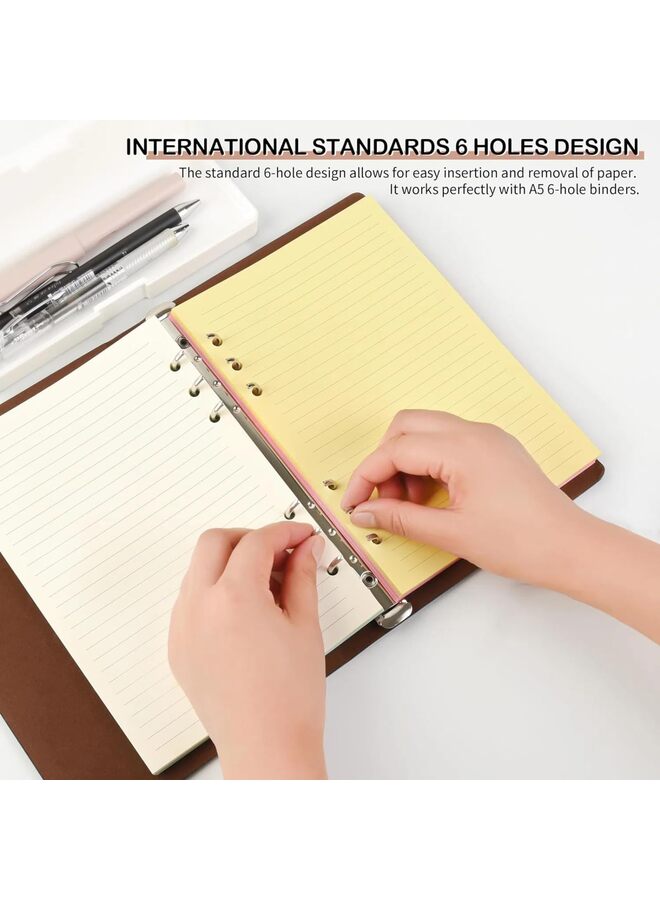 100 Sheets Refill Paper A5 Refill Paper Colorful Loose Leaf Paper 120GSM Diary Refill 200 Pages Lined Paper 6 Ring Loose Leaf Paper for Notebook and Diary - Image 3