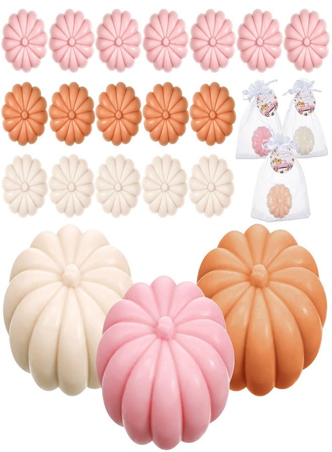 Maxcheck 24 Sets Fall Little Pumpkin Baby Shower Favors Soap Party Favors Include Pumpkin Soap Themed Tags Organza Bag for Thanksgiving Wedding Decoration Bridal Gender Reveal (Girl Pink) - Image 1