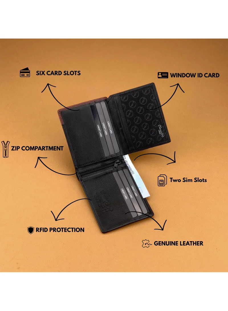 Classic Milano Black Maroon (CMGT-11) Classic Milano Men’s Wallet – Slim Bifold Leather Wallet for Men with RFID Blocking – Credit Card Holder & Card Wallet – Stylish Mens Purse – Gift for Husband, Father & Men for Men | Best Price UAE
