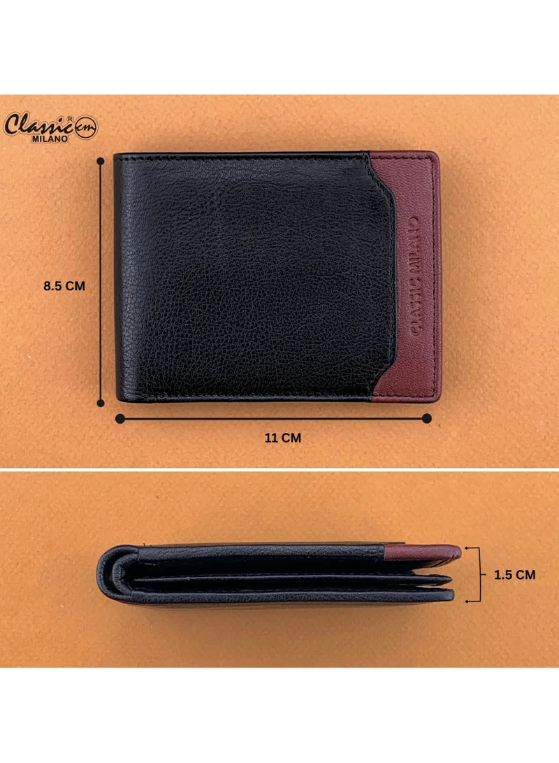Classic Milano Black Maroon (CMGT-11) Classic Milano Men’s Wallet – Slim Bifold Leather Wallet for Men with RFID Blocking – Credit Card Holder & Card Wallet – Stylish Mens Purse – Gift for Husband, Father & Men for Men | Best Price UAE