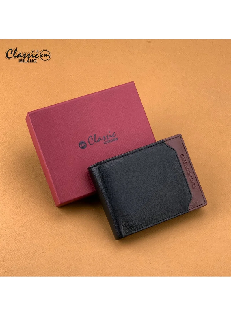 Classic Milano Black Maroon (CMGT-11) Classic Milano Men’s Wallet – Slim Bifold Leather Wallet for Men with RFID Blocking – Credit Card Holder & Card Wallet – Stylish Mens Purse – Gift for Husband, Father & Men for Men | Best Price UAE