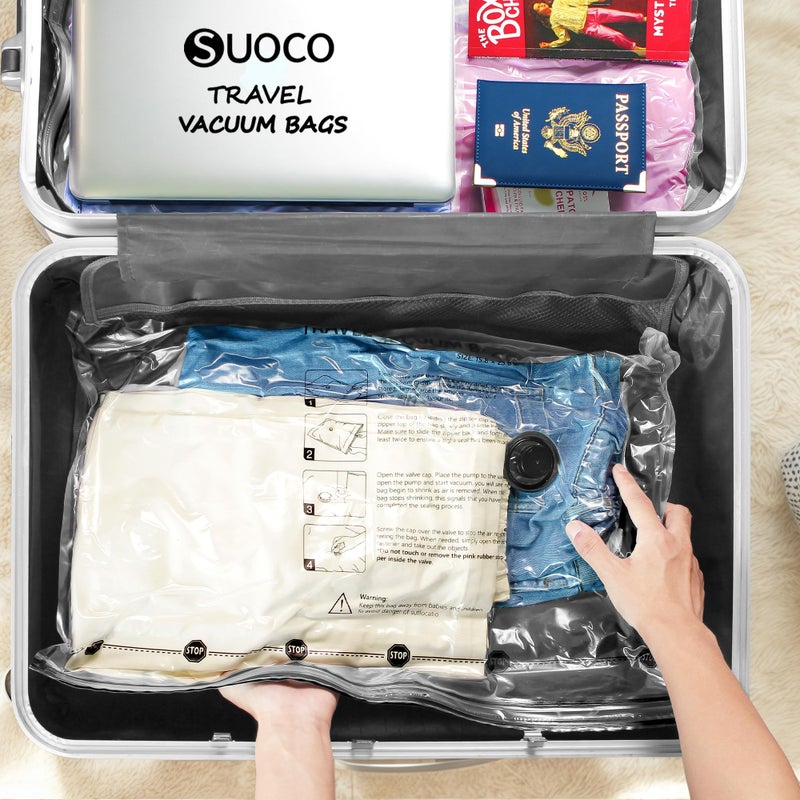 SUOCO Travel Vacuum Bags for Clothing with Rechargeable Electric Pump, Compression Packing Cubes Organizer Storage for Luggage Suitcase, Space Saver Seal Bags for Vacation Cruise, 8 Small - Image 5