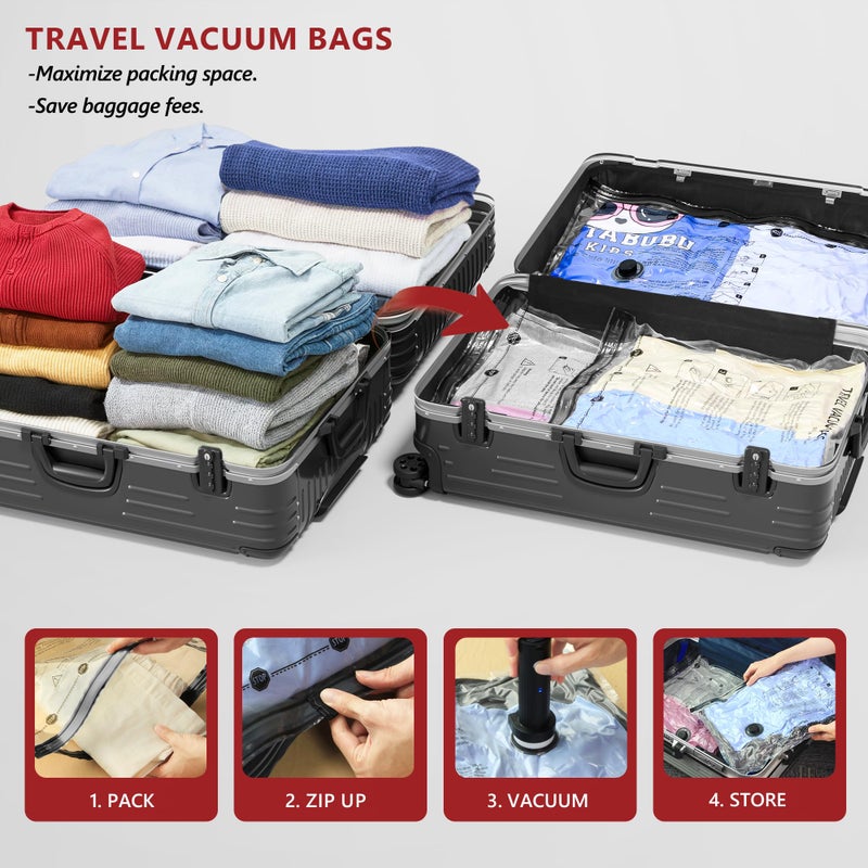SUOCO Travel Vacuum Bags for Clothing with Rechargeable Electric Pump, Compression Packing Cubes Organizer Storage for Luggage Suitcase, Space Saver Seal Bags for Vacation Cruise, 8 Small - Image 2