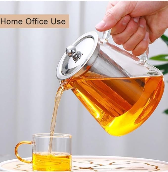 BuntyChiku Premium 550ML Glass Teapot with Removable Infuser Stovetop Microwave Safe Borosilicate Clear Large Glass Kettle Easy to Pour Spout Blooming and Loose Leaf Tea Maker Set 550 - Image 4