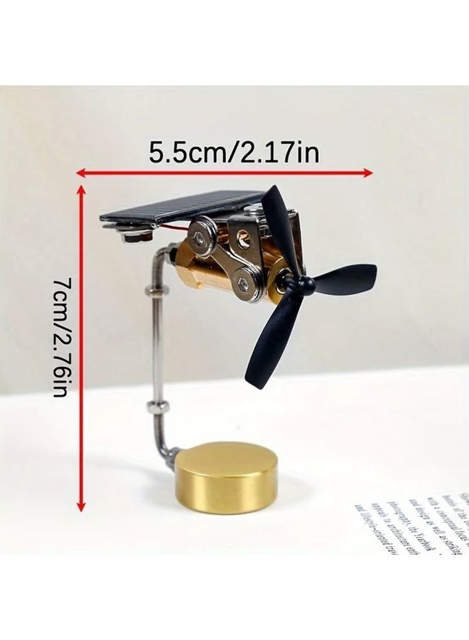 زخرفة سيارة طاحونة هواء معدنية تعمل بالطاقة الشمسية 3 ريش متينة ديكور منزلي مركبة لعبة تعليمية - Image 2